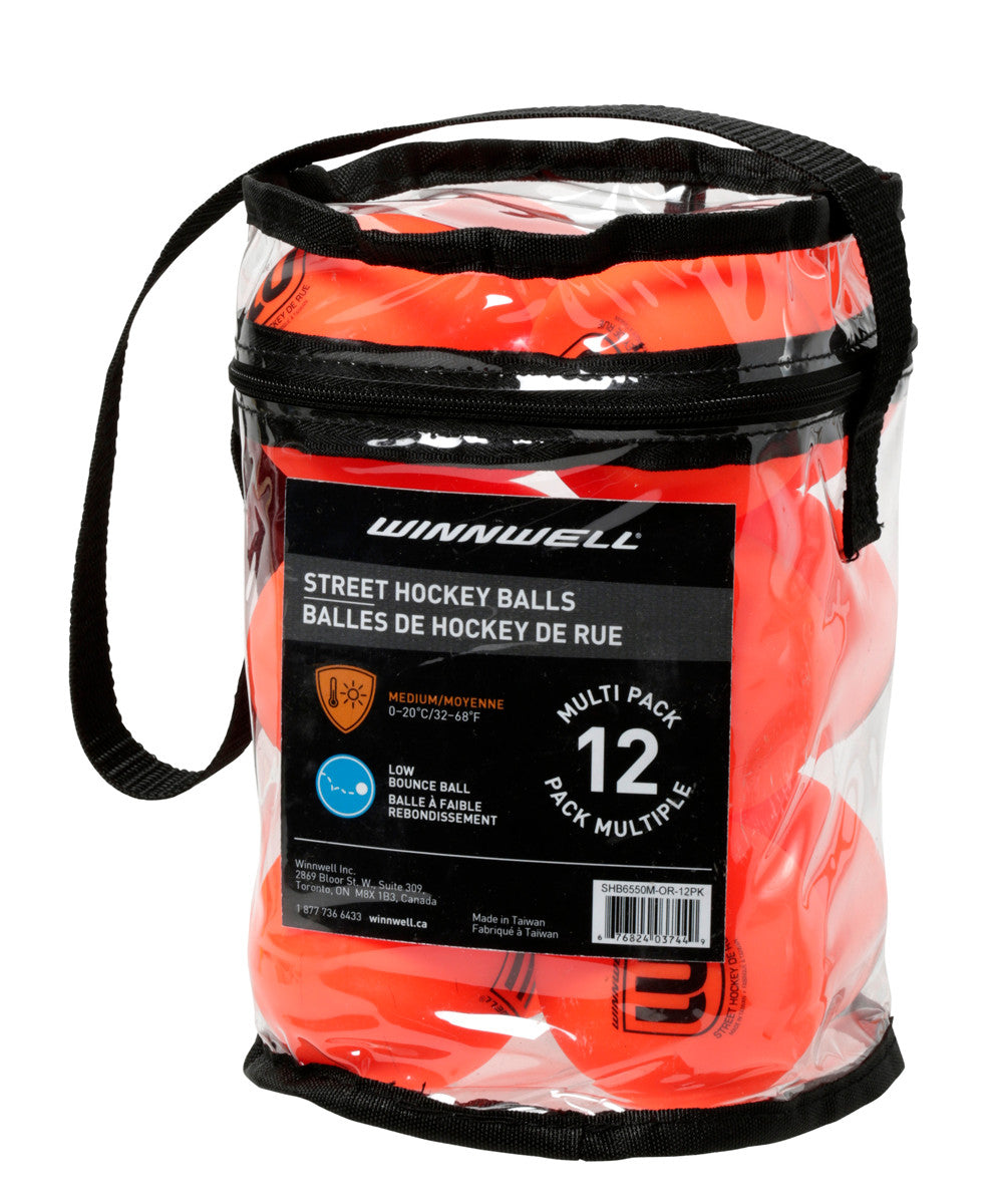 Street Hockey Ball 65MM 50g Medium Orange 12-Pack