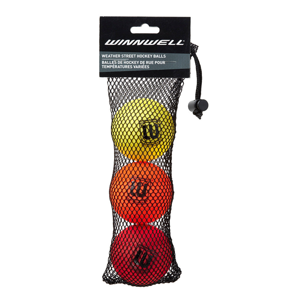 Street Hockey Ball 65mm 50g All-Weather 3-Pack (w/ Mesh Bag)